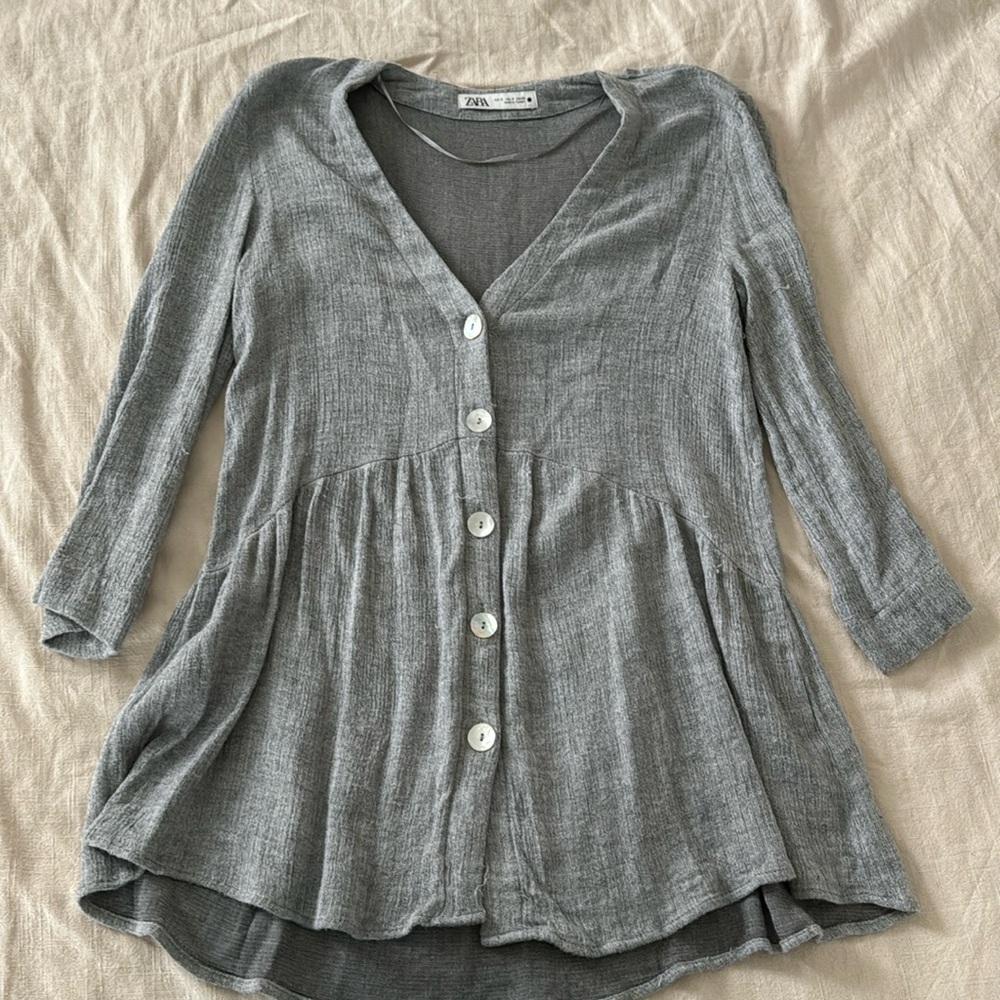 ZARA Peplum Button Down Tunic